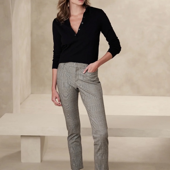 New Banana Republic Plaid CURVY SLOAN SLIM PANT Sz.10 - Picture 2 of 8